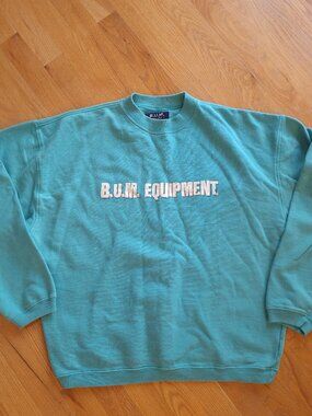 Vintage B.U.M. Equipment turquoise and white sweatshirt size xl